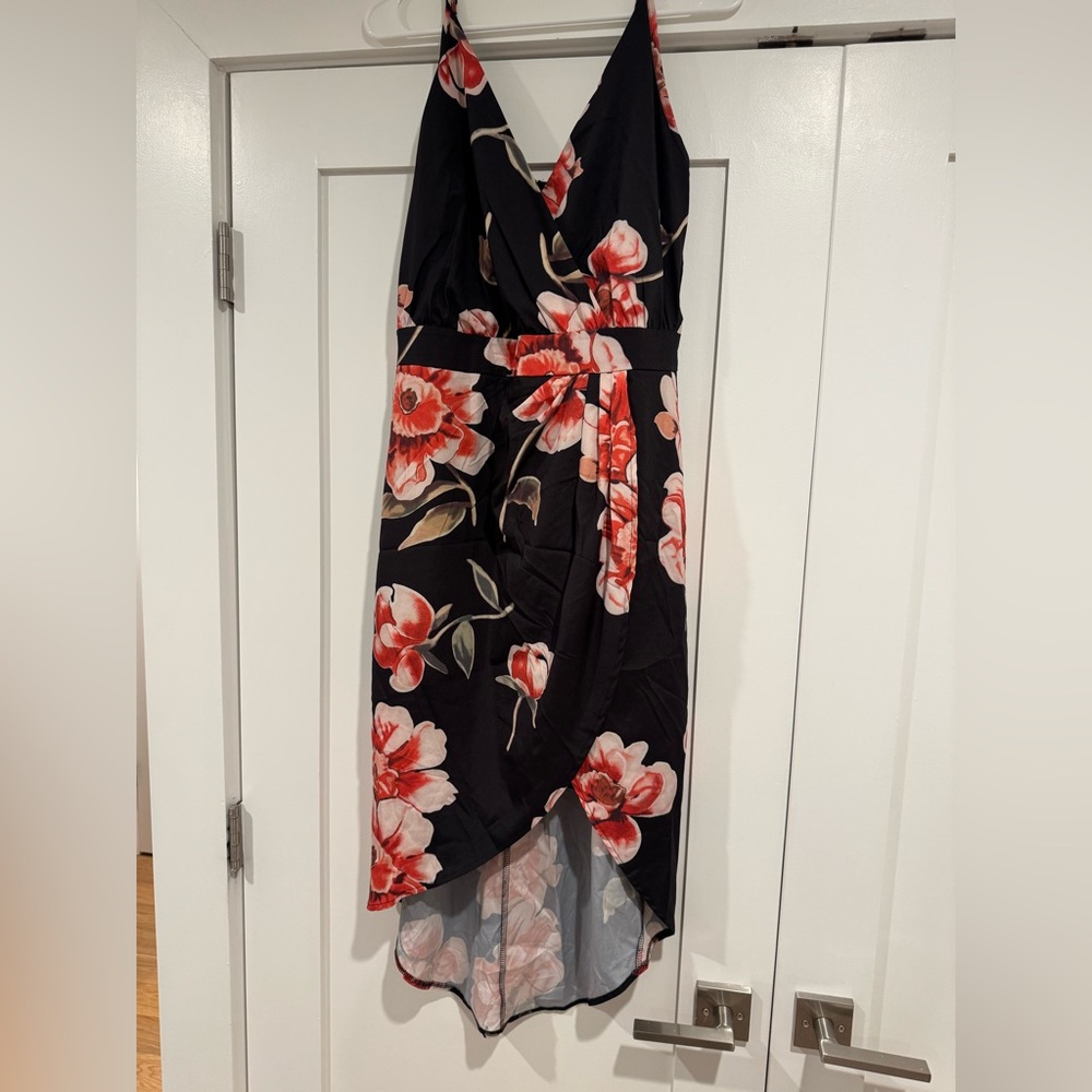 Floral Black and Red Women's Dress
